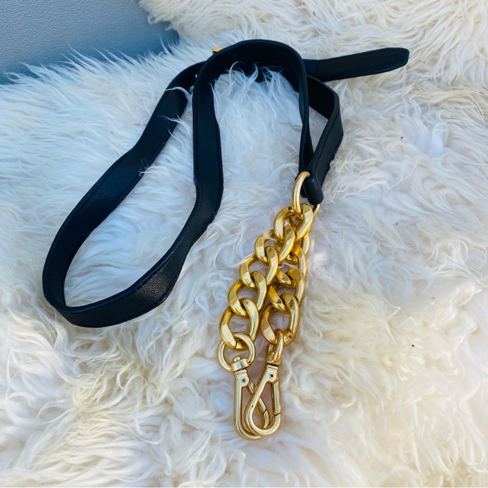 MICHAEL KORS black leather gold chain bag strap purse - Picture 2 of 5